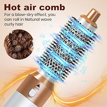 Hair Dryer Brush 5 in 1, Negative Ion Blow Dryer Brush Set - 110,000 RPM High - Speed Hot Air Brush Air Styler Curling Wrap Air Curler,Curling Iron Hair Styling Tool for Straight Curl Drying Smoothing