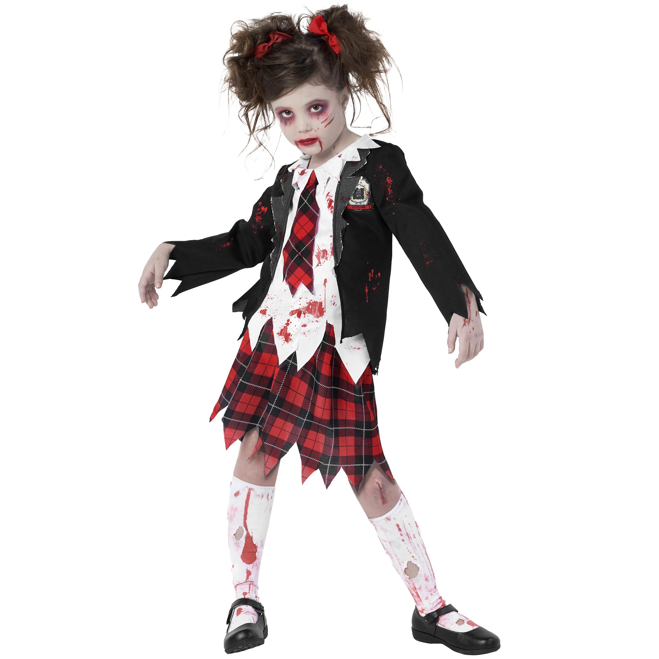 Morph Disfraz Colegiala Zombie Niña, Disfraz Zombie Niña, Disfraz Niña Zombie Halloween, Disfraz Zombi Niña, Disfraz Miedo Niña, Disfraz Zombie Colegiala Niña, Disfraz Halloween Niña Zombie