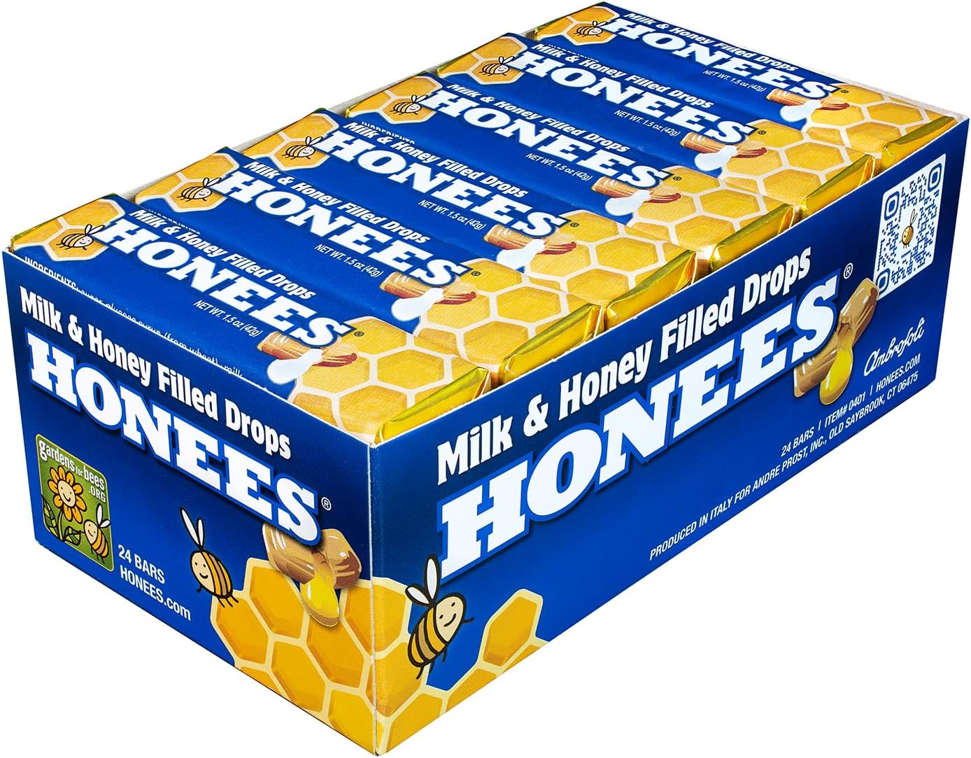 Honees Honey Filled Cough Drops, Milk & Honey- Natural Cough Drops- Sore Throat Relief - Nothing Artificial -Throat Lozenges, Natural Cough Suppressant- Non-GMO (24 Pack, 216 Drops)