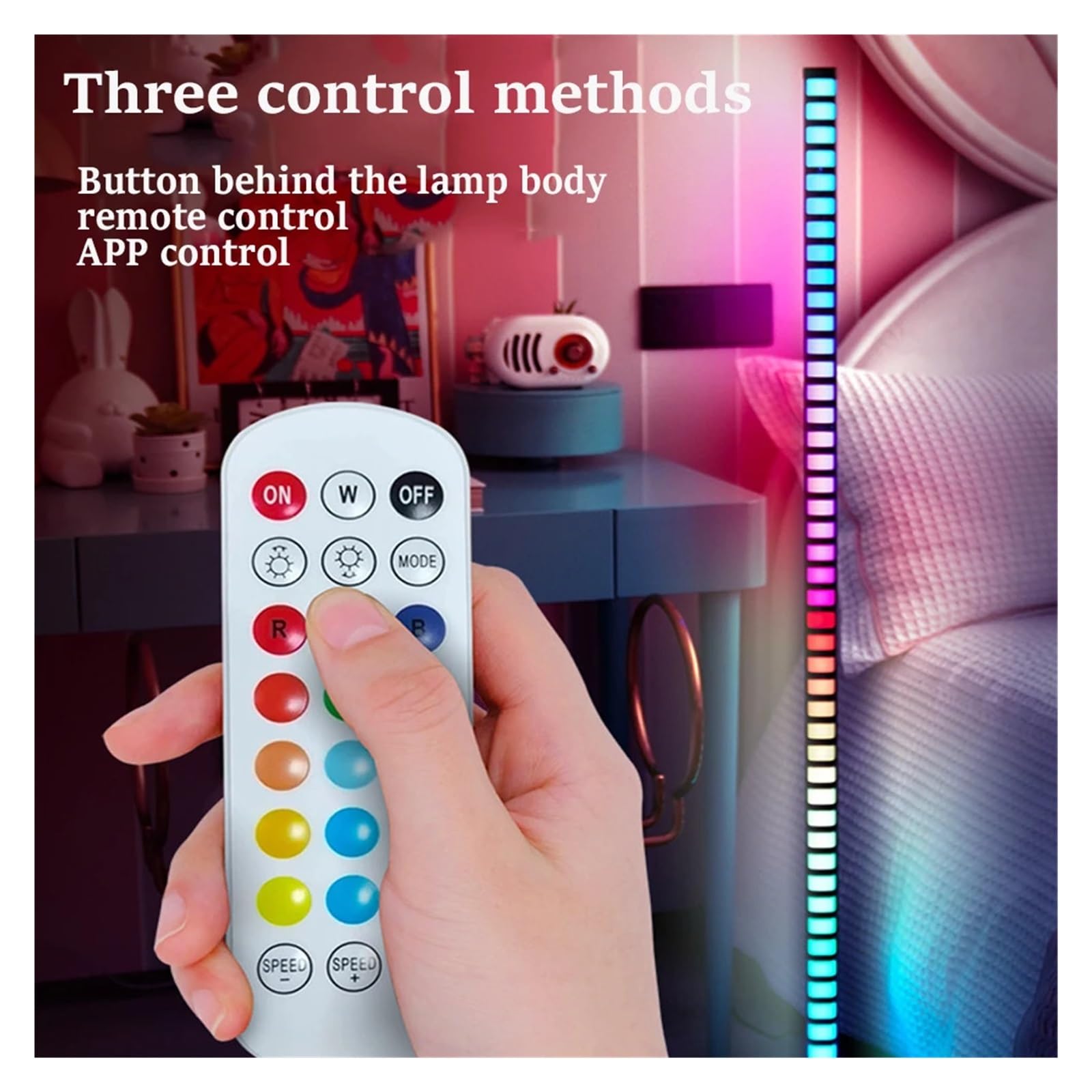 Barra De Luz Led Suelo RGB 1,2 M, Ritmo Inteligente, Control Remoto Por Aplicación, Música, Lámpara Sonido 45LED For Fiesta Eficiencia EnergéTica De Alto Rendimiento