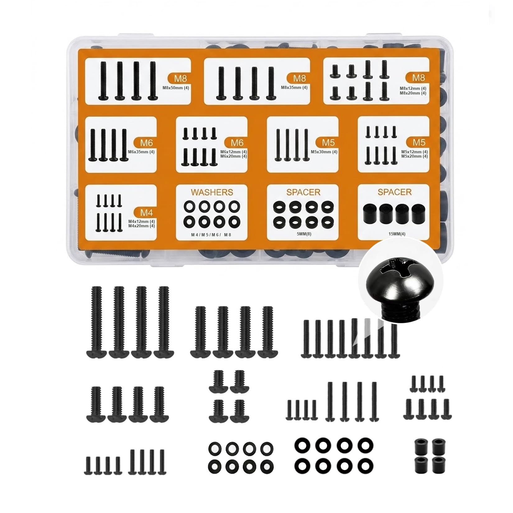 TV Bracket Screws - 68PCS TV Mounting Screw Kit with M4 M5 M6 M8, Universal Vesa Screws for Most TV Stand & Mount