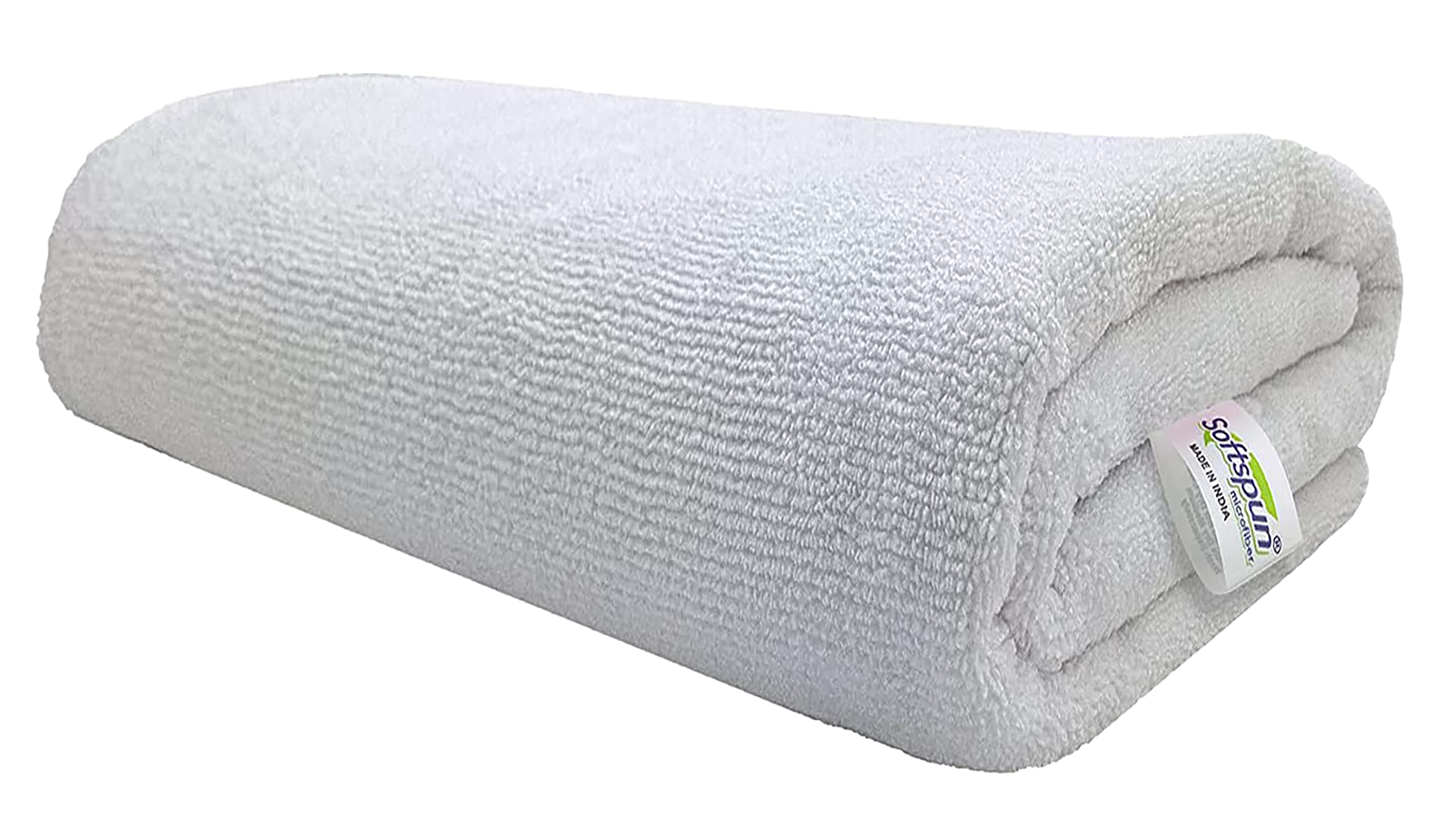 SOFTSPUN Microfiber Bath & Hair, Care Towel Set of 1 Piece, 70x140 Cms (White). Super Soft & Comfortable, Quick Drying, Ultra Absorbent in Large Size.