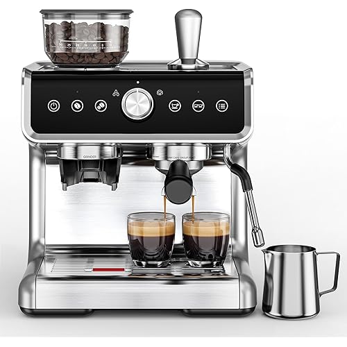 EUHOMY Espresso Machine with Grinder, 20 Bar Professional Espresso Coffee Maker for Home, with Milk Frother for Latte, Cappuccino & Barista-Style Drinks