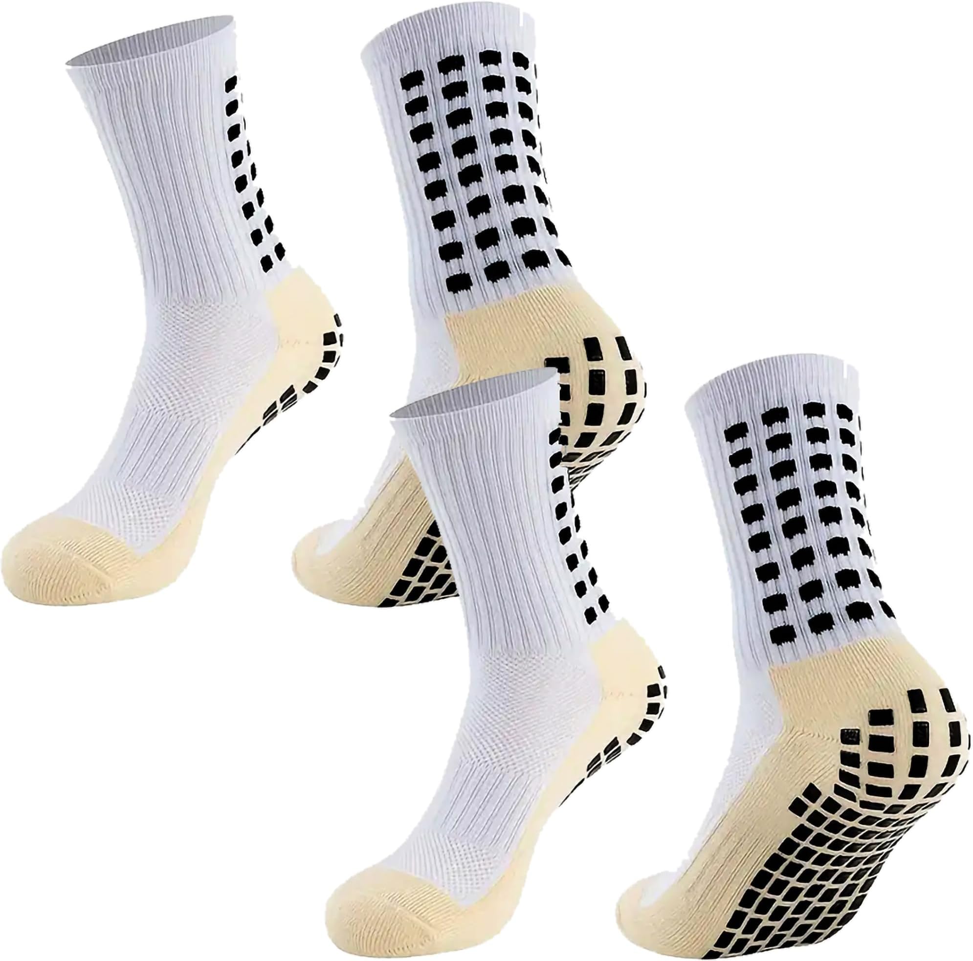 Hi-Tech Performance Athletic grip Socks for Men & Women | Crew Length, Anti-Slip Rubber Grip socks for footballers, Thick Cushion Sports Socks for Running, Gym, Training