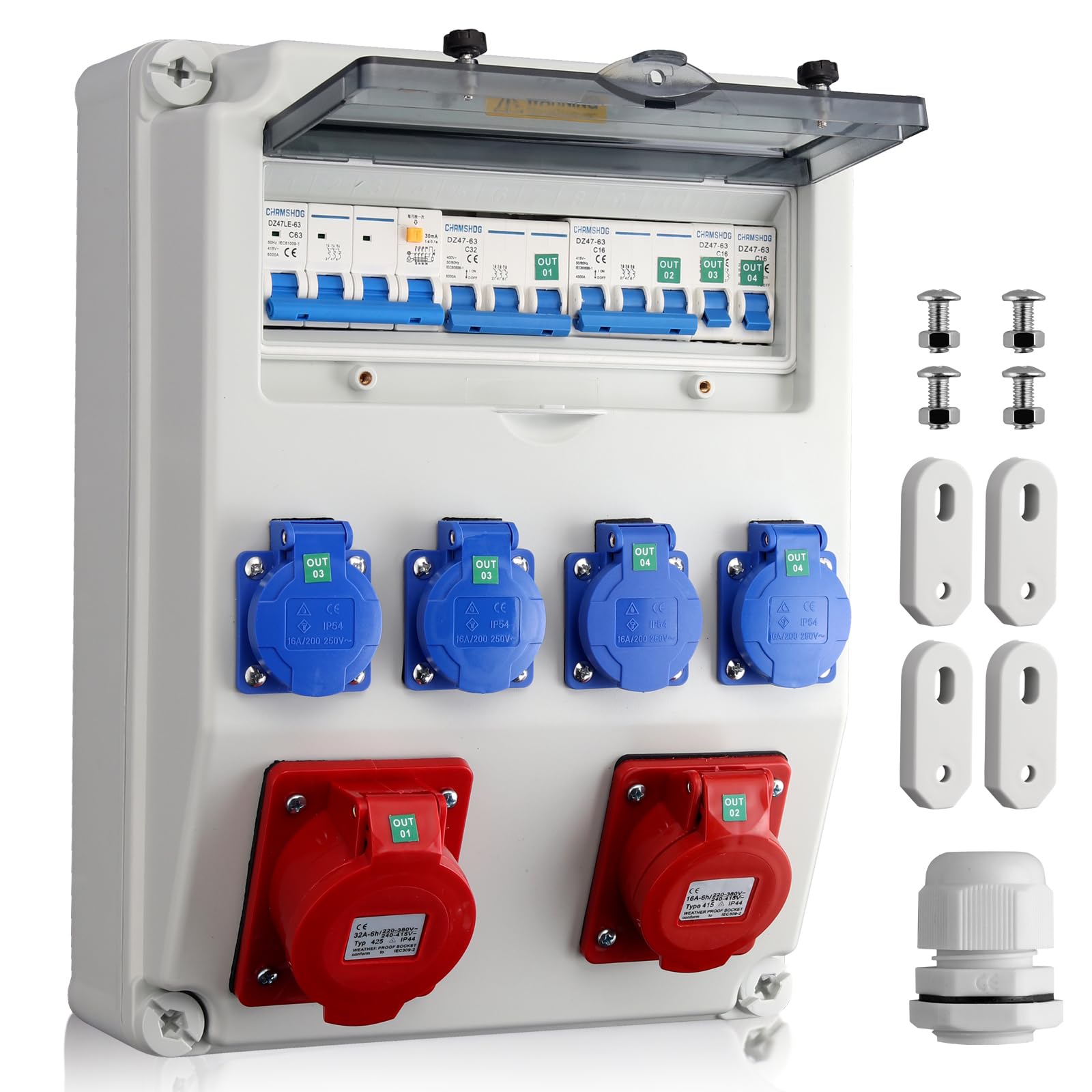 Kamtop Distribuitore di Energia da Cantiere 32A/16A – Prese Schuko e CEE, Protezione FI & LS, Impermeabilità IP66/IP54, Cablaggio Professionale per Cantieri e Uso Esterno