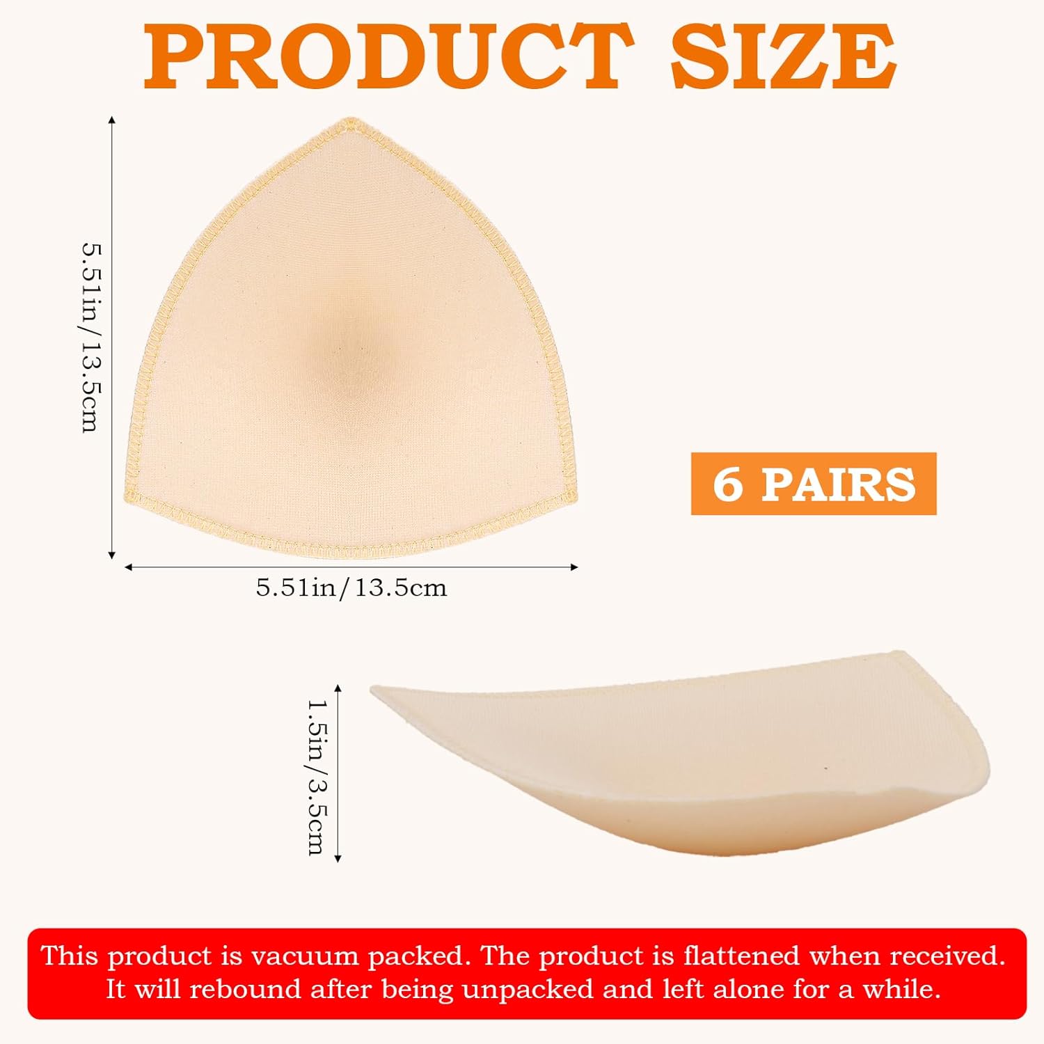 6 Pairs Thin Bra Pads Inserts Triangle Bra Insert for Women, Bra Pads Inserts, Removable Sports Bra Cup, Bra Inserts Enhancers for Girls, Breathable Push Up Breast Bra Insert Pads Sponge for Bikini - Image 2