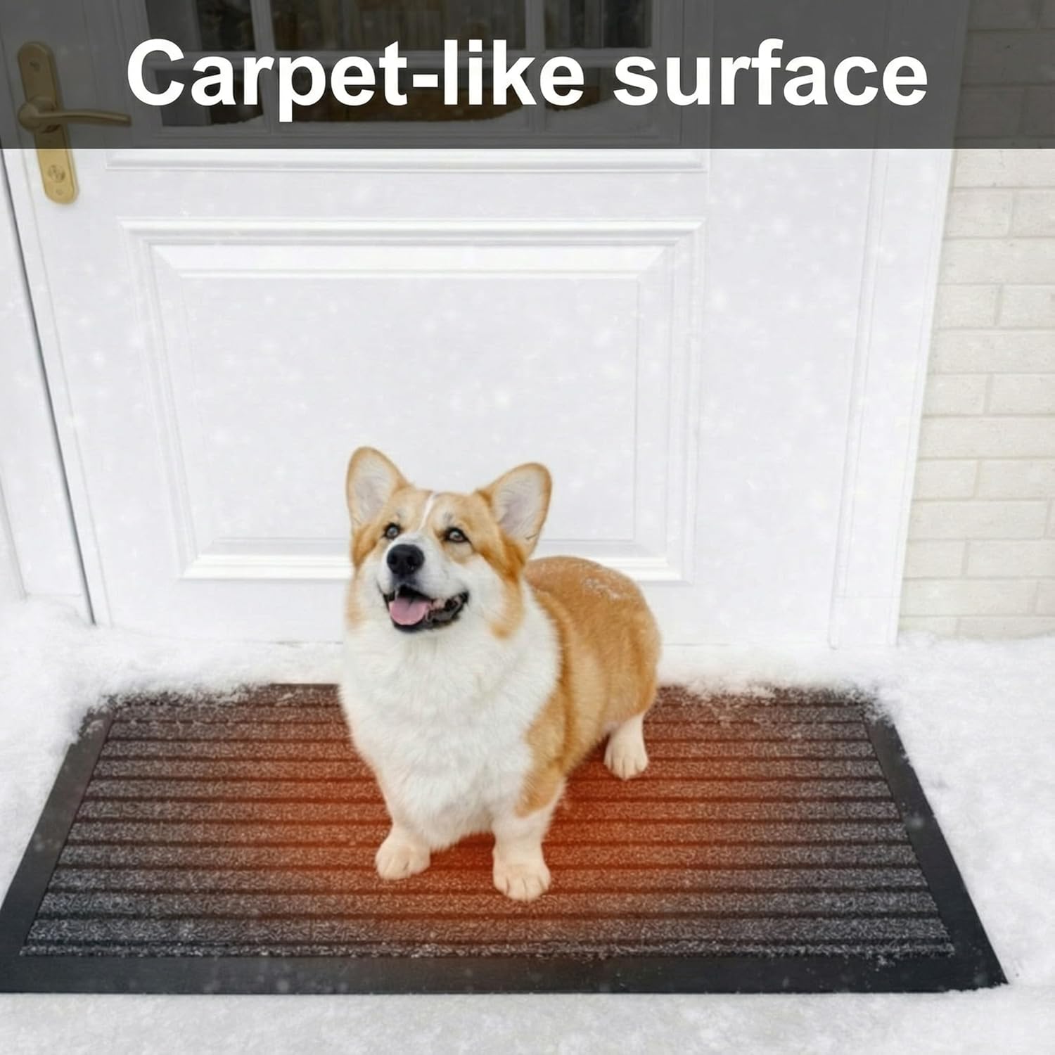 Baquler Heated Snow Melting Mats Winter Heated Outdoor Mats No Slip Melts up to 3 Inch/h Connection with 9.84 ft Power Cord for Snow Removal Stair Step Driveway Walkway(Classic,20 x 30 Inch,Grey)