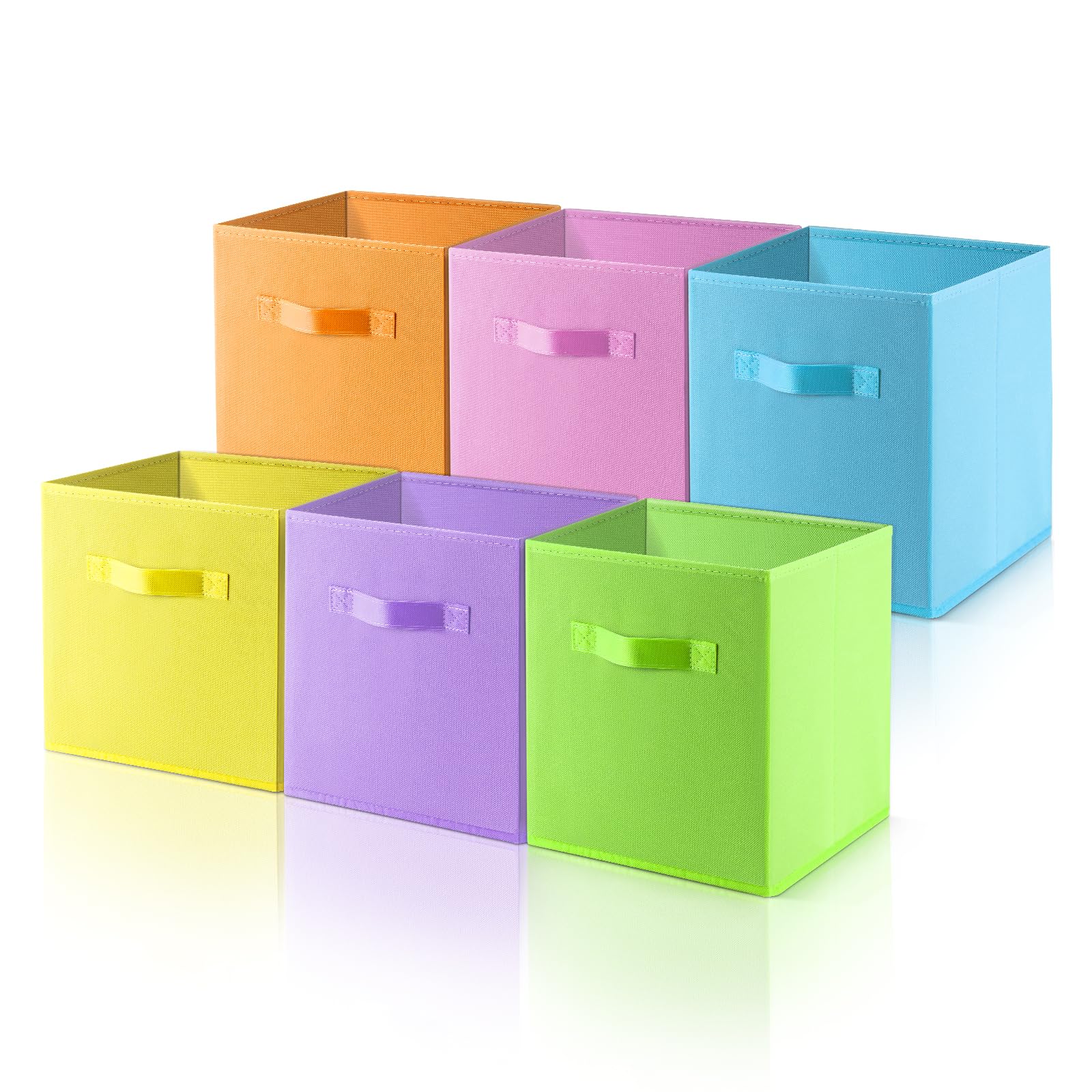 Collazoey 6 Piezas Cubos de Almacenamiento, Cajas Almacenaje con Asas, Plegables Vistoso Telas No Tejidas, 27 X 27 X 28 cm, Cajas Organizadoras para Guardar Hogar Ropa, Juguetes y Libros