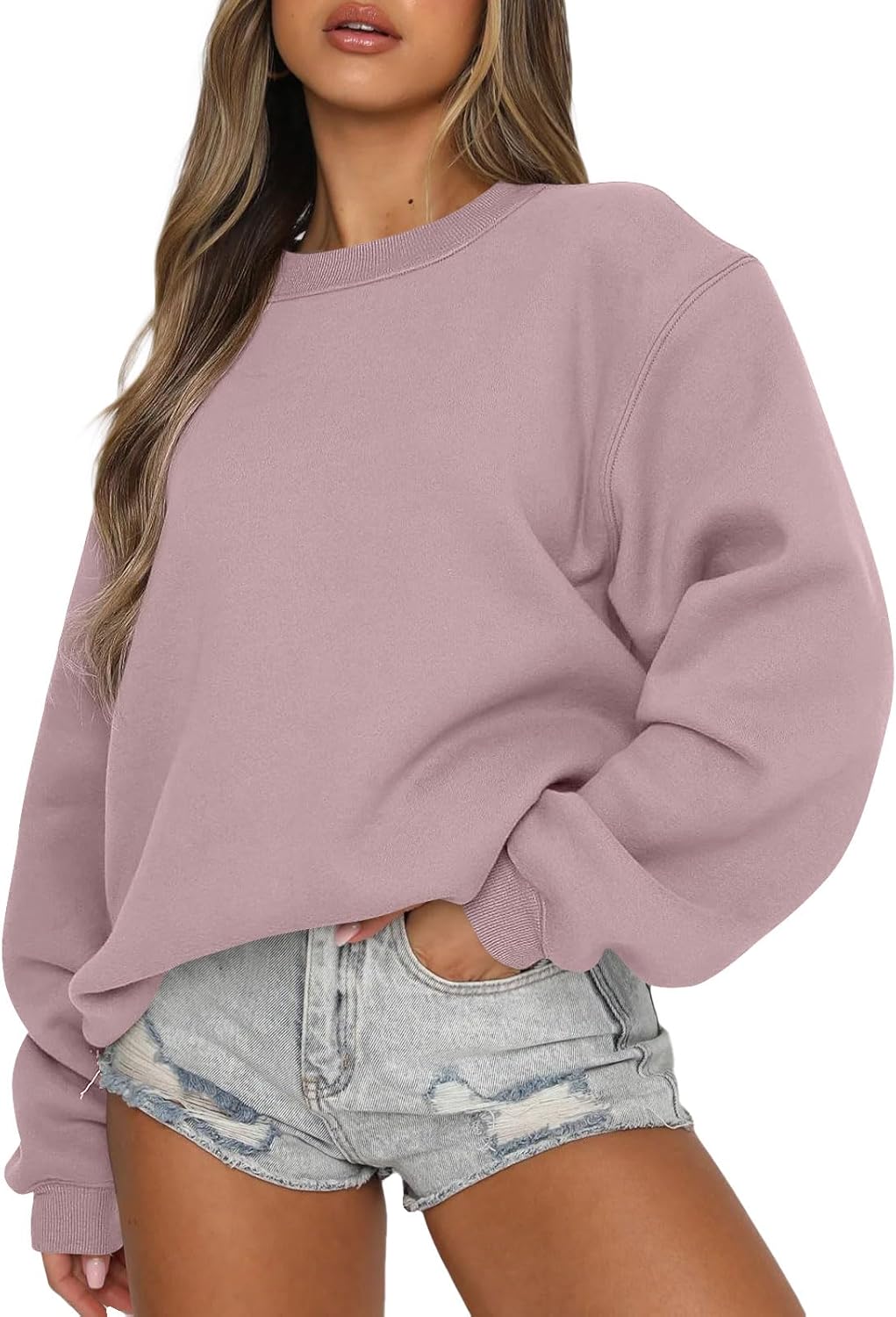 EFAN Sudaderas de manga larga para mujer, cuello redondo, sudadera casual para otoño 2023