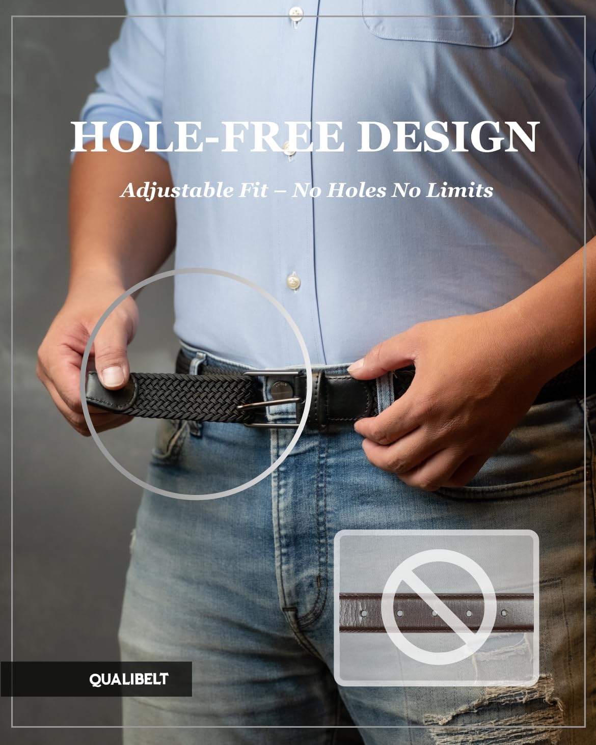 Men’s Braided Elastic Stretch Golf Belt – Big and Tall Men Woven Belt, 1.38" Leather-Tipped Adjustable Fit - Image 3