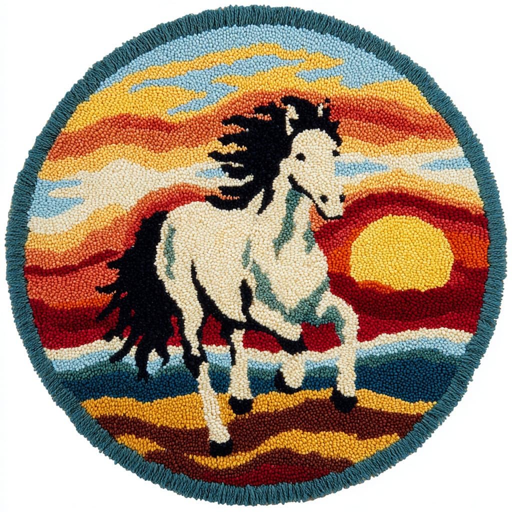 AMBATTERY Latch Hook Kits for Adults,Latch Hook Rug Kit,Animal Horse