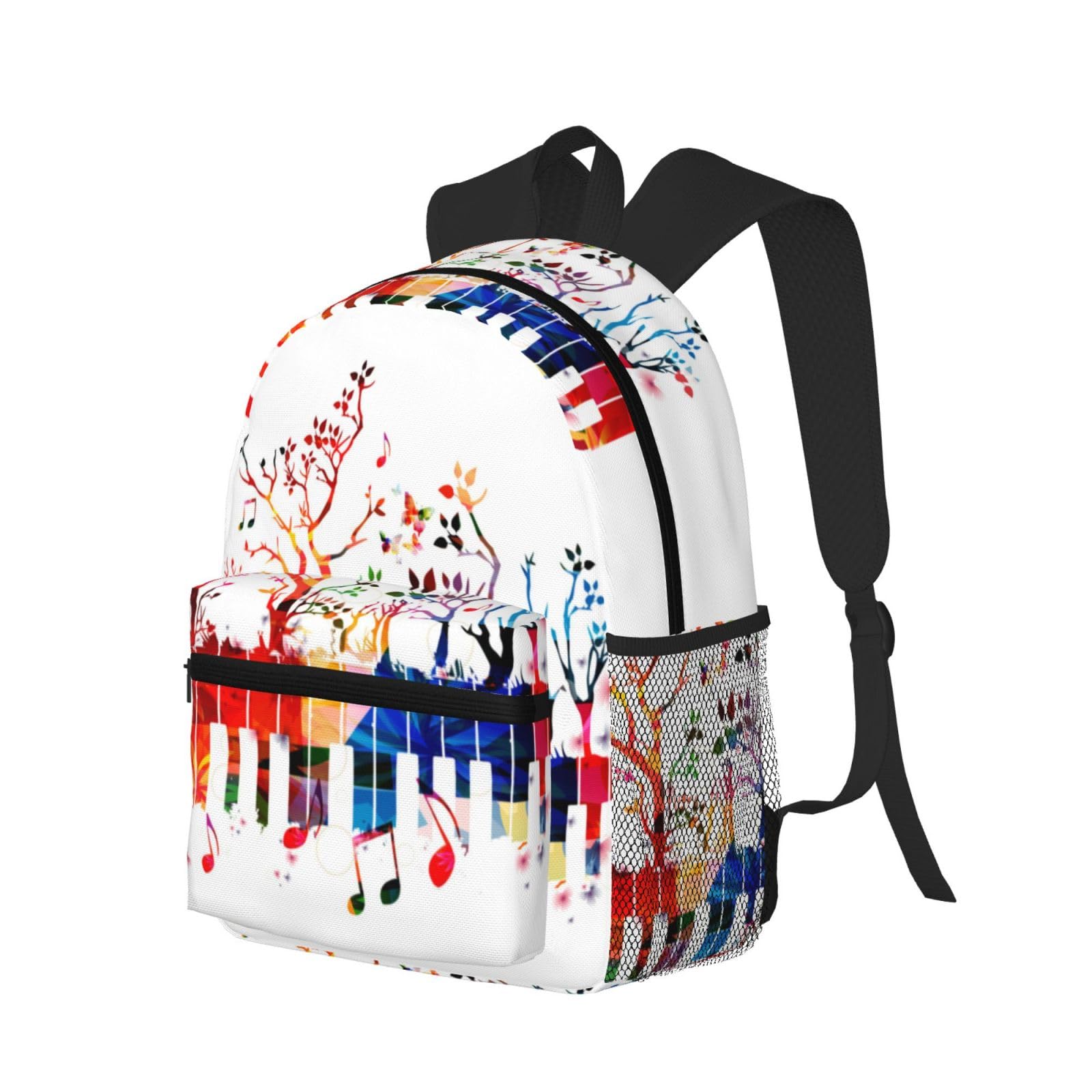 Colorful tastiera pianoforte nota musicale stampato zaino casual leggero borsa da viaggio zaino