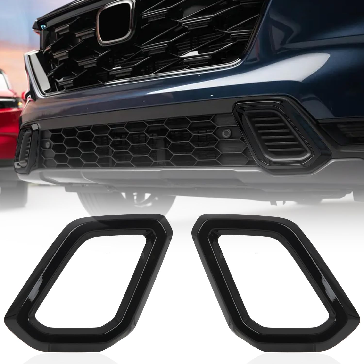 for Honda CRV CR-V Sport Touring 2023 2024 2025 Car Accessories ABS Front Bottom Bumper Lid Cover Strip Trim 2PCS (Glossy Black)