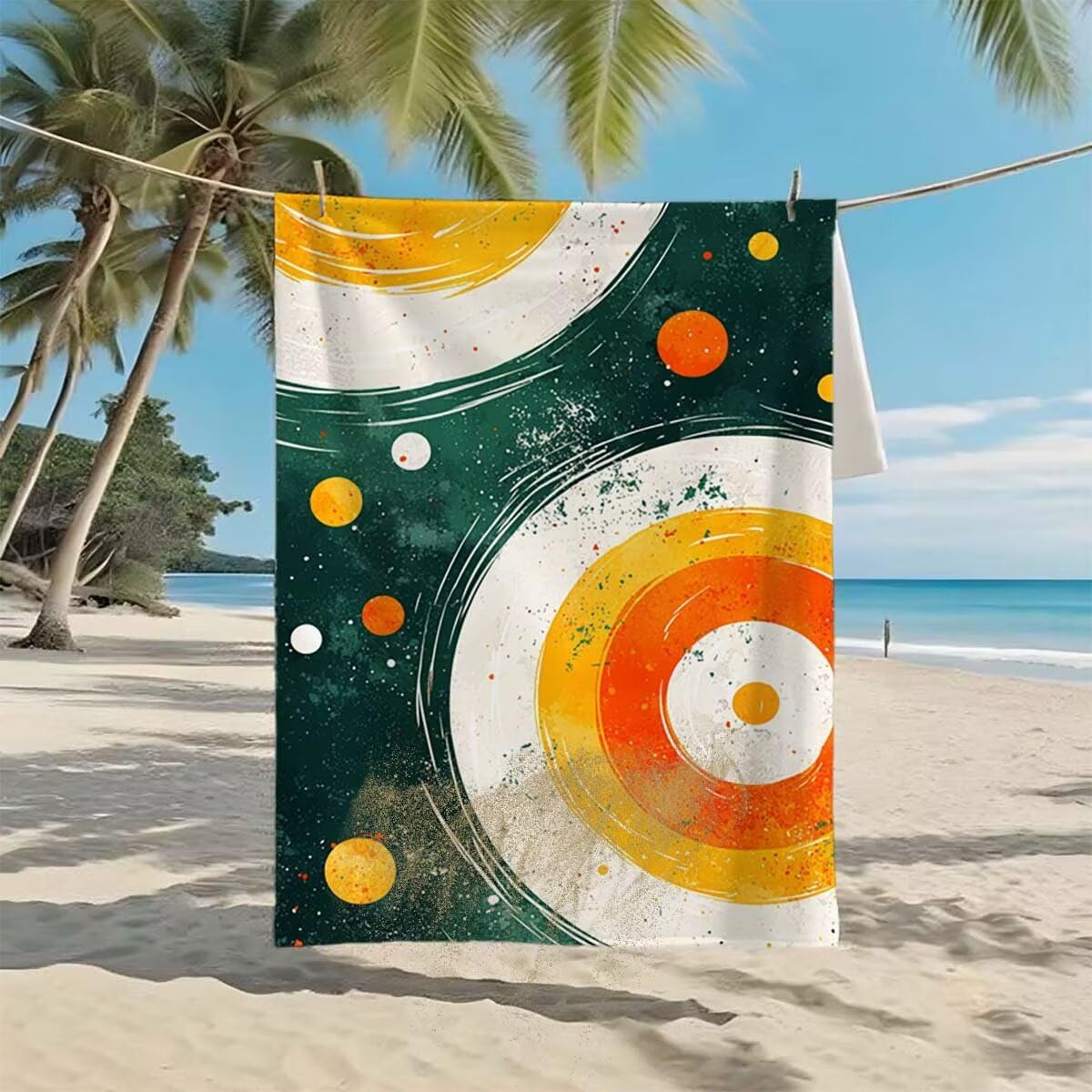 Telo Mare XXL 220x100cm/35x70cm, 2 Set Telo Mare Microfibra Vortice Asciugamano Palestra Uomo, Antisabbia, Leggero, Asciugatura Rapida, Teli da Spiaggia Grandi Accessori per Camping Natation Yoga E-85