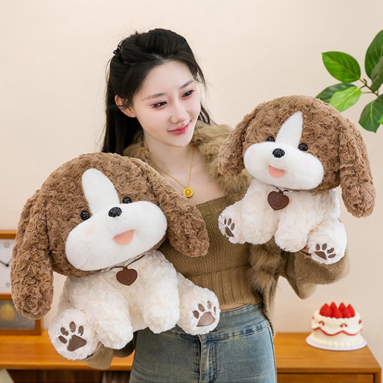 Hund Kuscheltier,Sitzhaltung Puppy Stuffed Plüschtier,Weich Hund Plüschtier Stofftier,Plüschfigur Geschenke für Mädchen und Jungen Erwachsen (55cm)