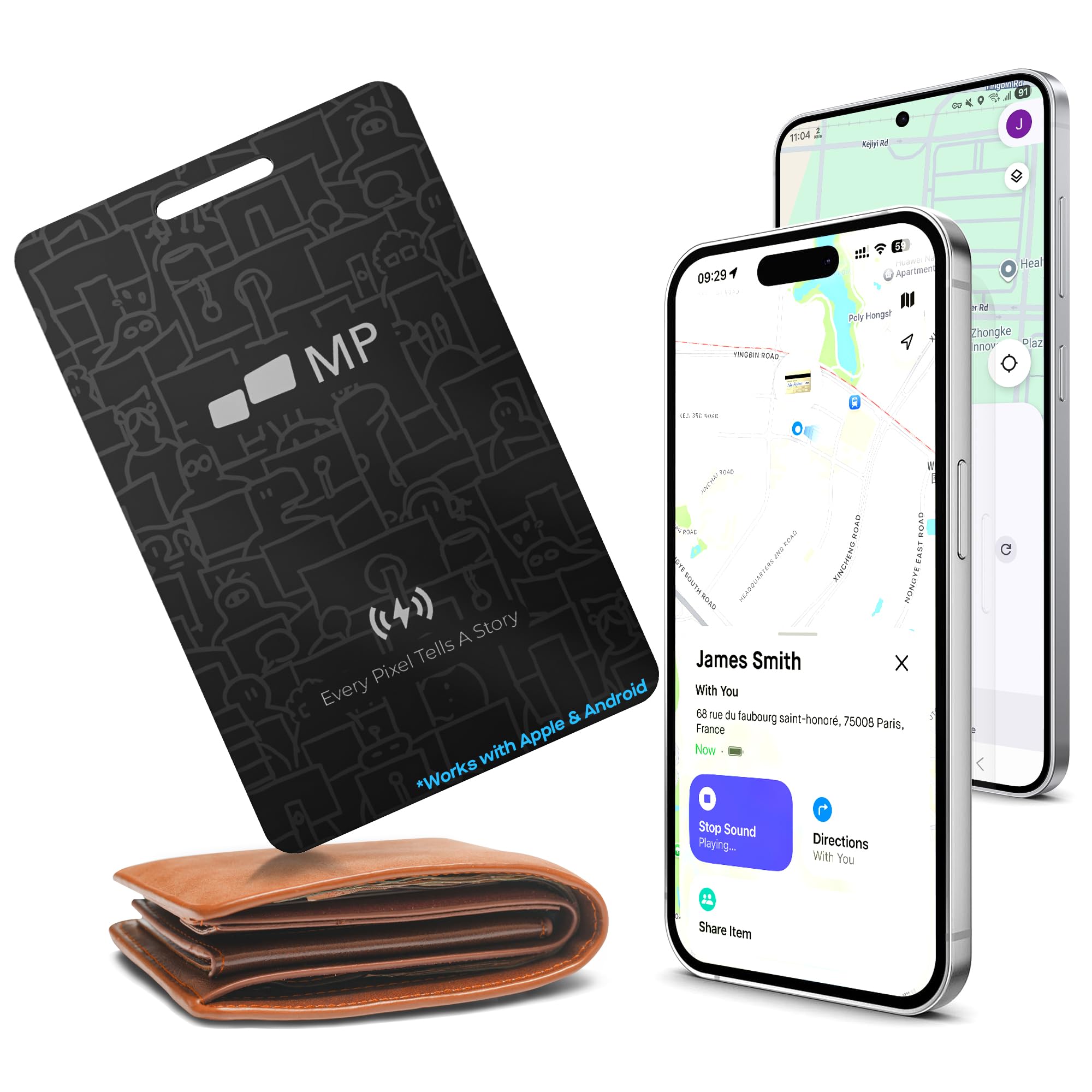 Amazon.com: 2026 Mobile Pixels Wallet Tracker Card, Works with iOS