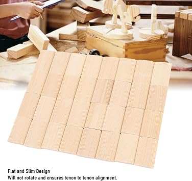 300PCS Beech Wood Beechwood Loose Tenons for Joinery Systems and Woodworking Furniture Splicing, High Hardness Beechwood Tenon Insertion Blocks