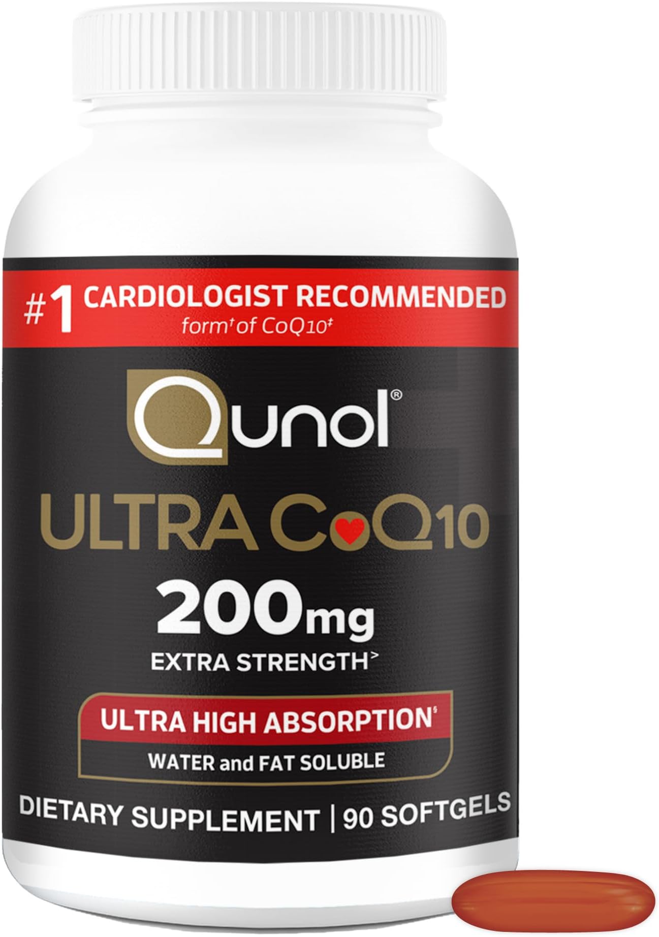 CoQ10 200mg Softgels, Ultra CoQ10 - Ultra High Absorption Coenzyme Q10 Supplements - Antioxidant Supplement for Vascular and Heart Health & Energy Production, 90 Count