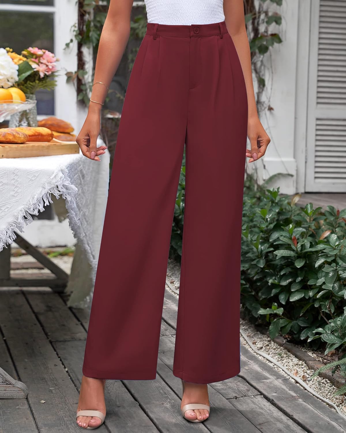GRAPENT Wide Leg Pants for Women Work Business Casual High Waisted Dressy Pants Flowy Trousers Office - Image 3