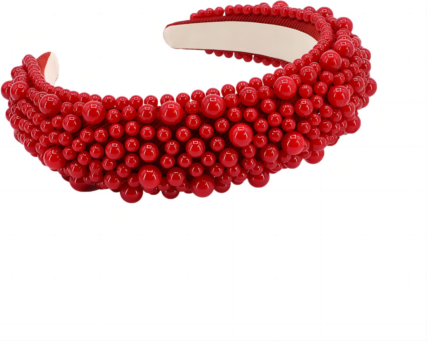 MUQINGWAN Women's Shionable Hair Accessories Headband, Pearl Sponge Personality Headband Of Different Sizes, And Anti-skid Wide Headband Accessories Hair Accessories For Going Ou (red)