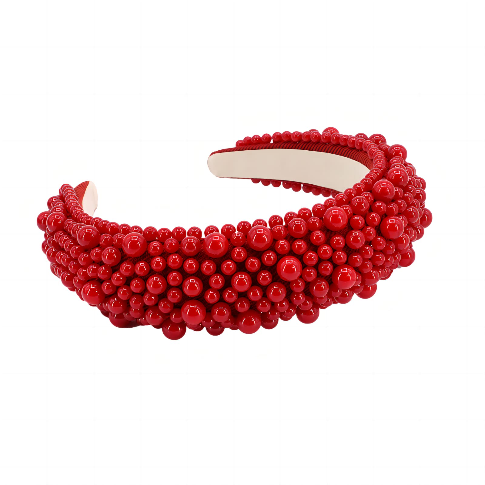 MUQINGWAN Women's Shionable Hair Accessories Headband, Pearl Sponge Personality Headband Of Different Sizes, And Anti-skid Wide Headband Accessories Hair Accessories For Going Ou (red)