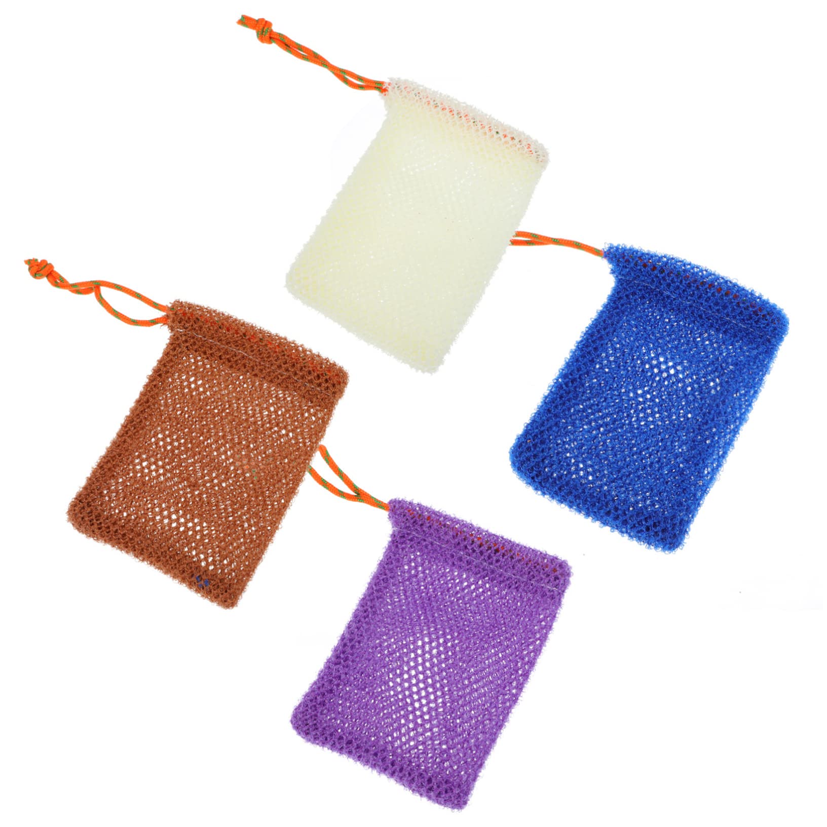 LIFKOME 4Pcs Soap Cleaning Pouch Practical Mesh Bar Soap Holder Bags Exfoliating Bath Cloth for All Ages Quick Dry Design