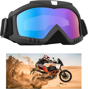 2PCS Dirt Bike Goggles, Windproof Helmet Ski Goggles with Anti-Fog Lens, Wide Vision Safety Glasses for Motocross ATV Colorful, 1 PC