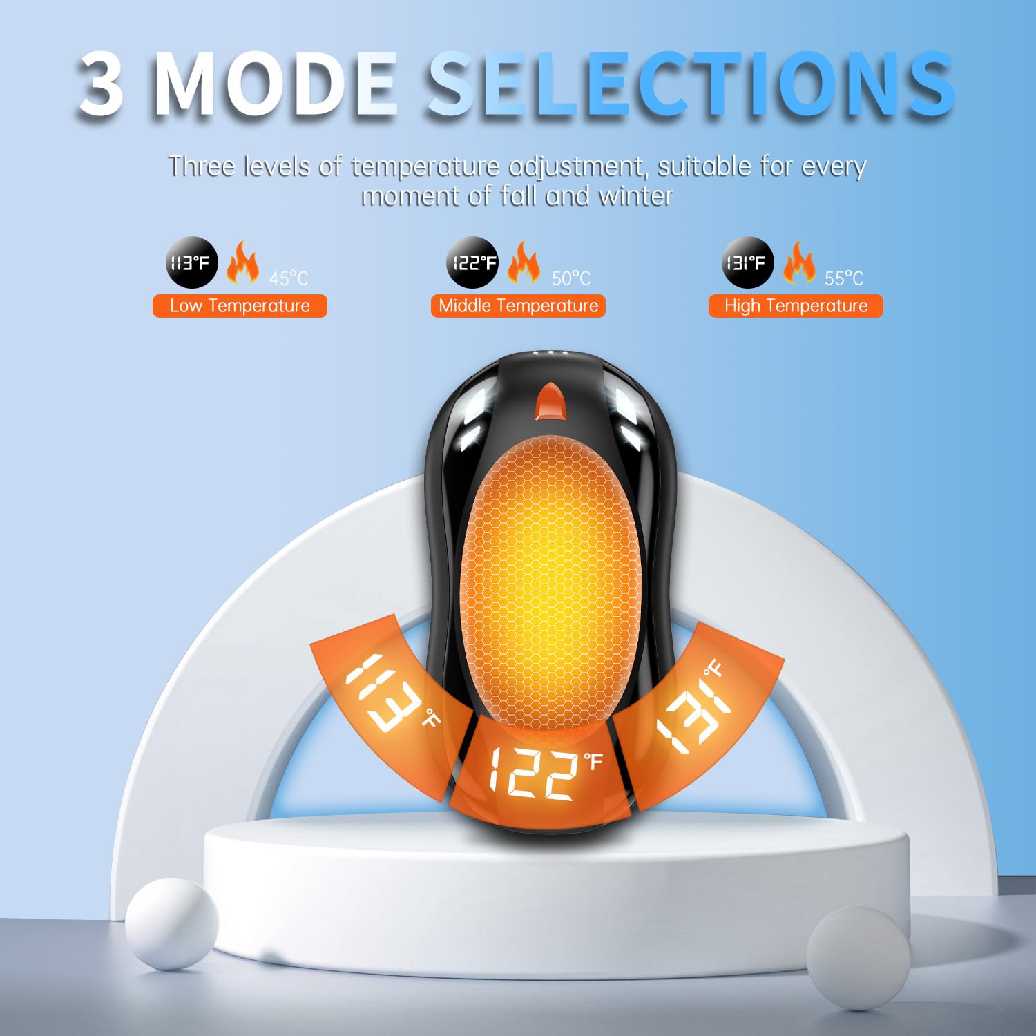 Cbroer 2 Pack Hand Warmers Rechargeable, 6000mAh AI Smart Chips Hand Warmers, Long Lasting Portable Heater for Christmas Xmas, Golf, Hunting Gear, Camping Accessories (Black, Normal)