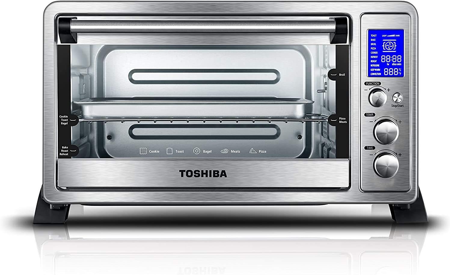 Toshiba AC25CEWSSC Digital Toaster Oven with Convection Cooking and 9