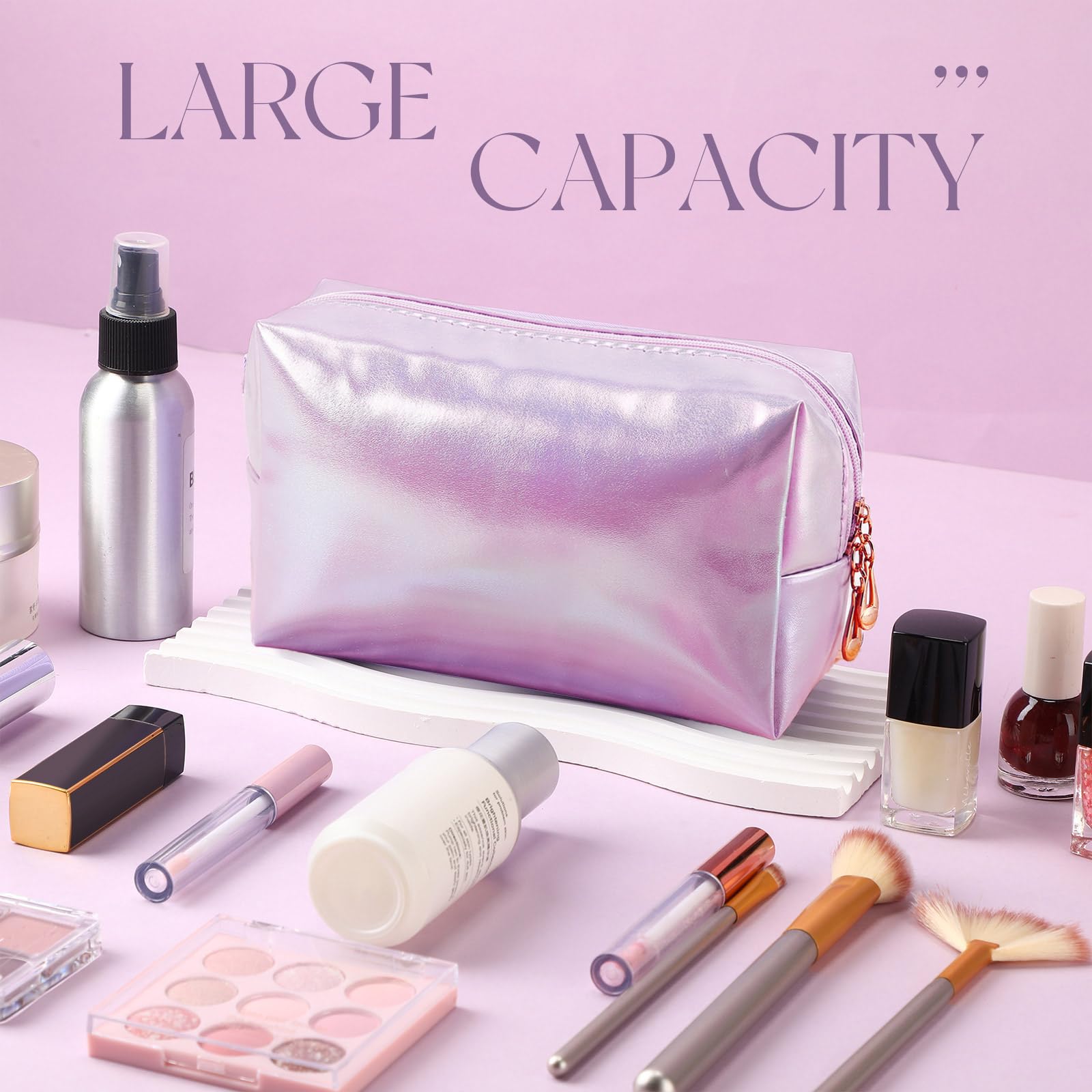 Kigeli 15-Piece PU Leather Makeup Bags, Blank Cosmetic Pouches