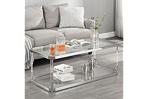 Chrome Coffee Table with Glass Top and Acrylic Legs