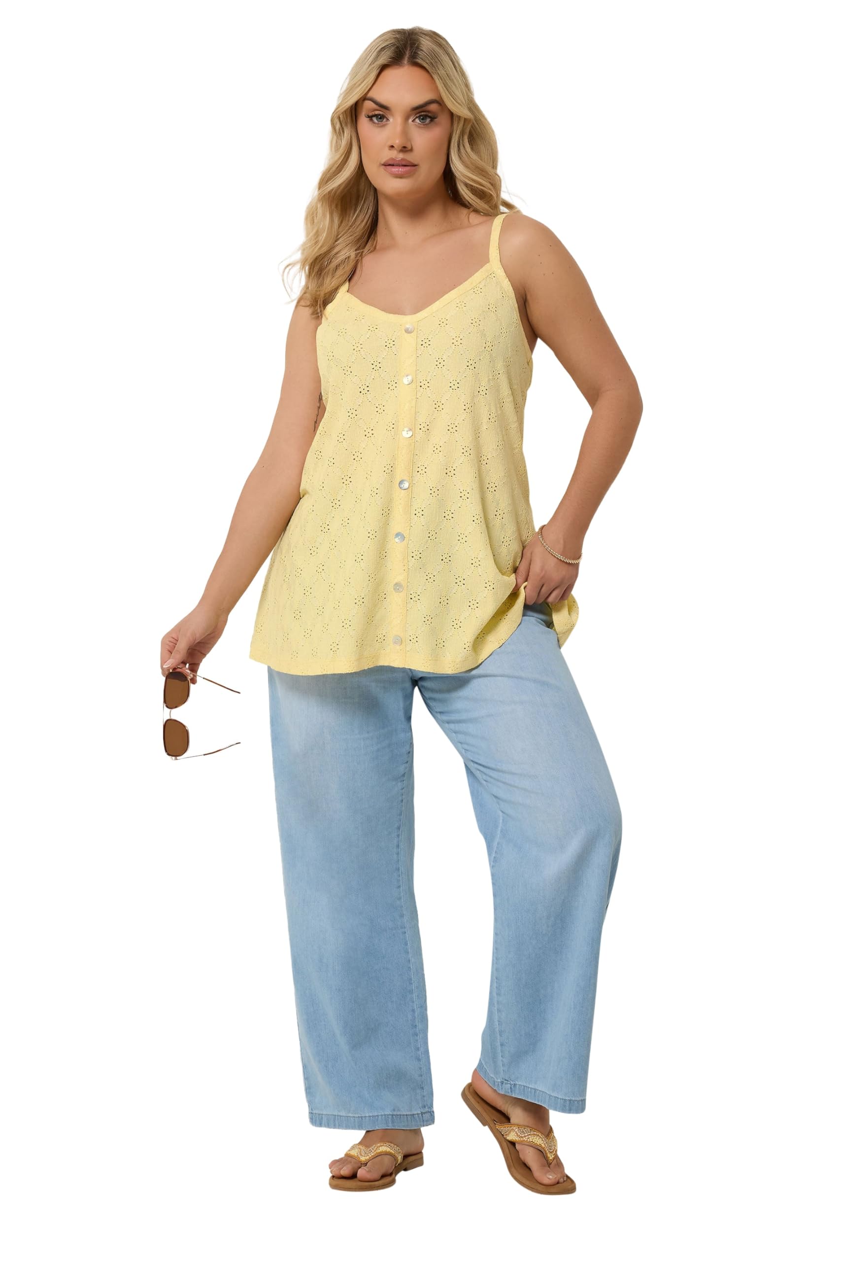 Yours - Women's Vest Top - Linen - Lemon - Size 22-24