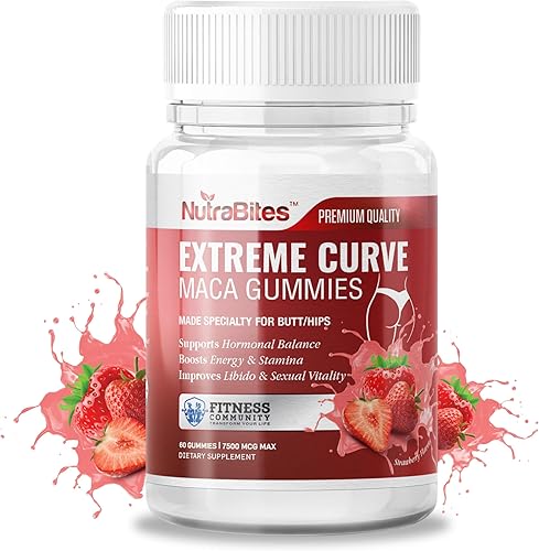 Gomitas de maca Extreme Curve  Moldea el cuerpo natural y equilibrio hormonal  Complejo de 7500 mg con fenogreco, Dong Quai y Tribulus  Apoya el