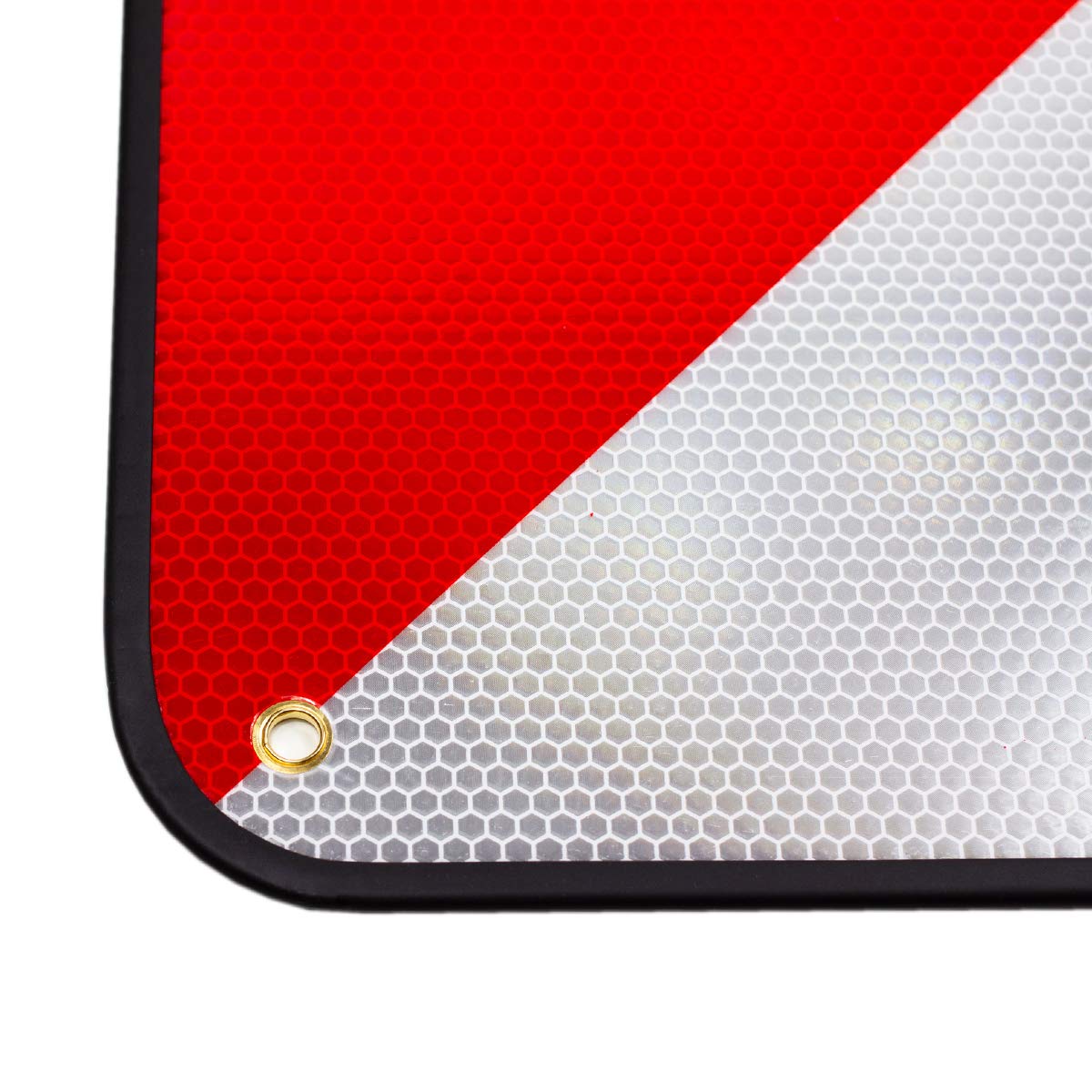 Panneau d'avertissement 2 en 1 en aluminium Rouge/blanc 50 x 50 cm