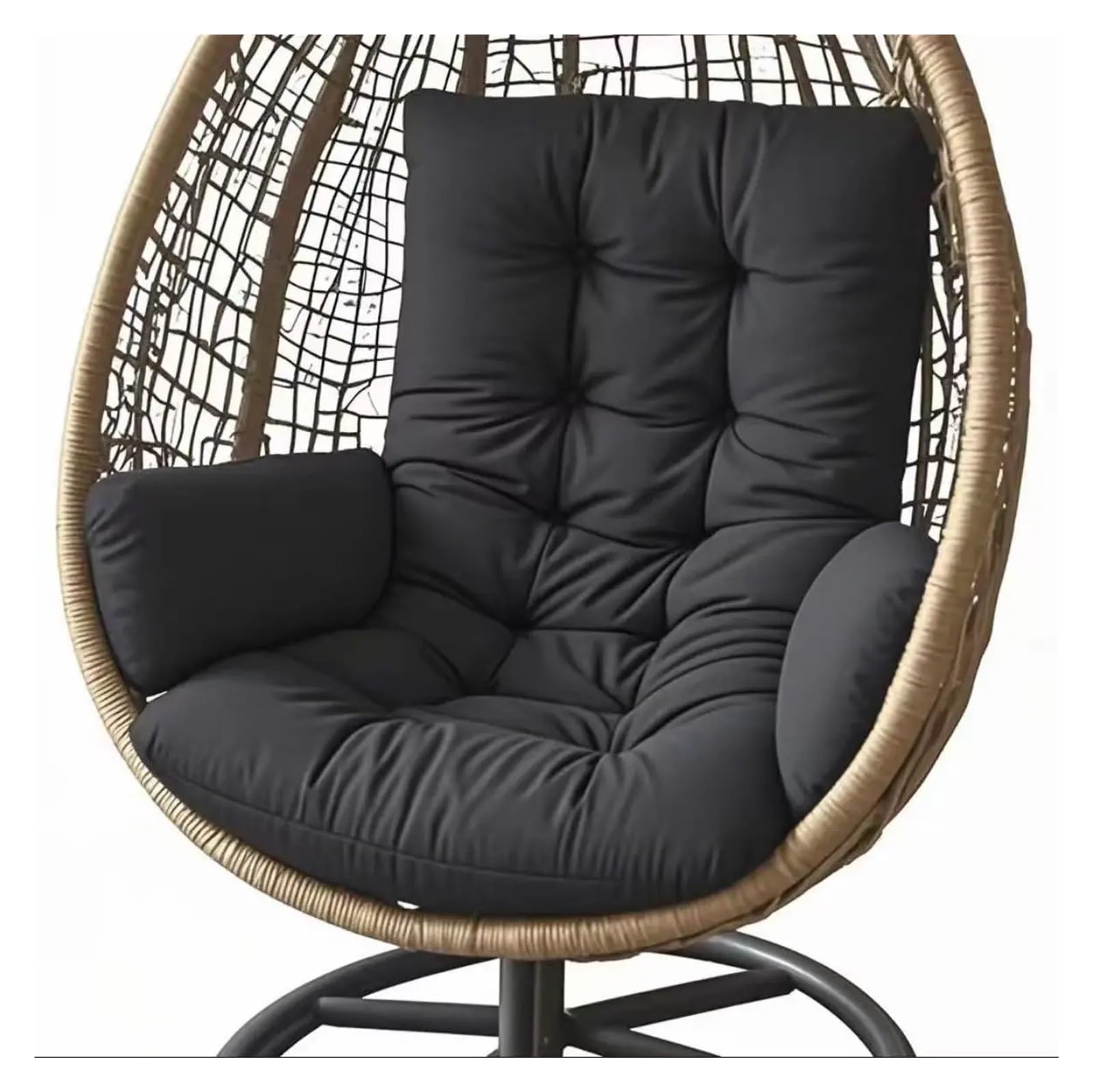 GHHZML Egg Chair Cushion Hanging Basket Chairs Cushion Chair Seat Egg Shaped Rocking Garden Furniture Replacement Pad Cojines(Black)