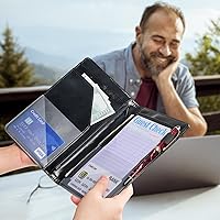 Vista 6 de EcoVision Libro de Servidor para Mesera, Organizador de Cuero para Mesero con Bolsillo con Cremallera, Libreta para Personal de Restaurante