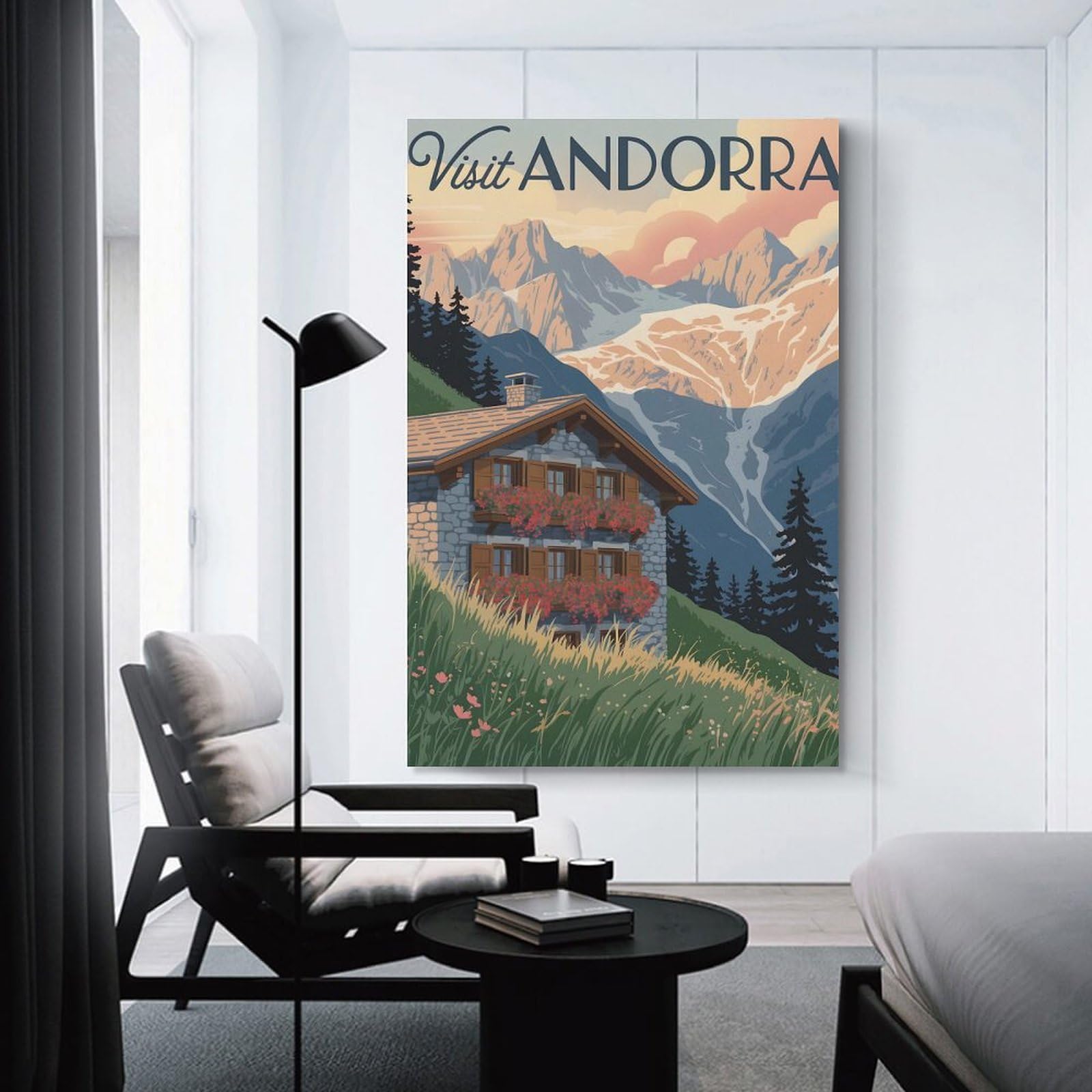 Junmoney Visit Andorra Travel (4) Canvas Wall Decor 12x18inch(30x45cm), for Workspace Walls, Study Corners Or Bedrooms, Decorative Artwork for Productive Spaces