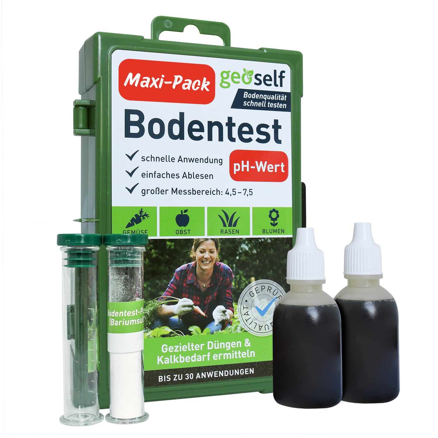 pH-Bodentest zur Ermittlung des Kalkbedarfs – pH Bodentester für bis zu 30 Anwendungen – schnelle Ergebnisse, einfache Anwendung