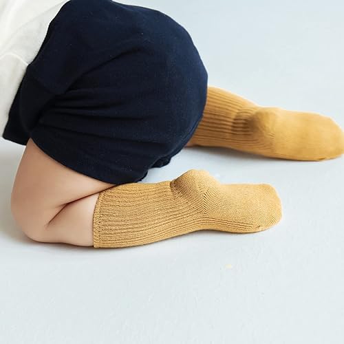 Miniatura 3 de Calcetines para niños pequeños unisex, calcetines de tripulación de algodón con puños para bebés, regalo para niños de 0 a 36 meses