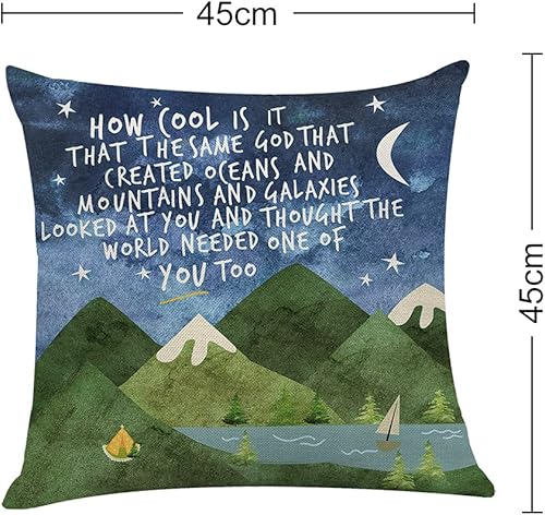 Miniatura 2 de Littlefa Regalos inspiradores, linda funda de almohada con diseño de montañas, funda de cojín decorativa, para sala de estar, dormitorio, decoración