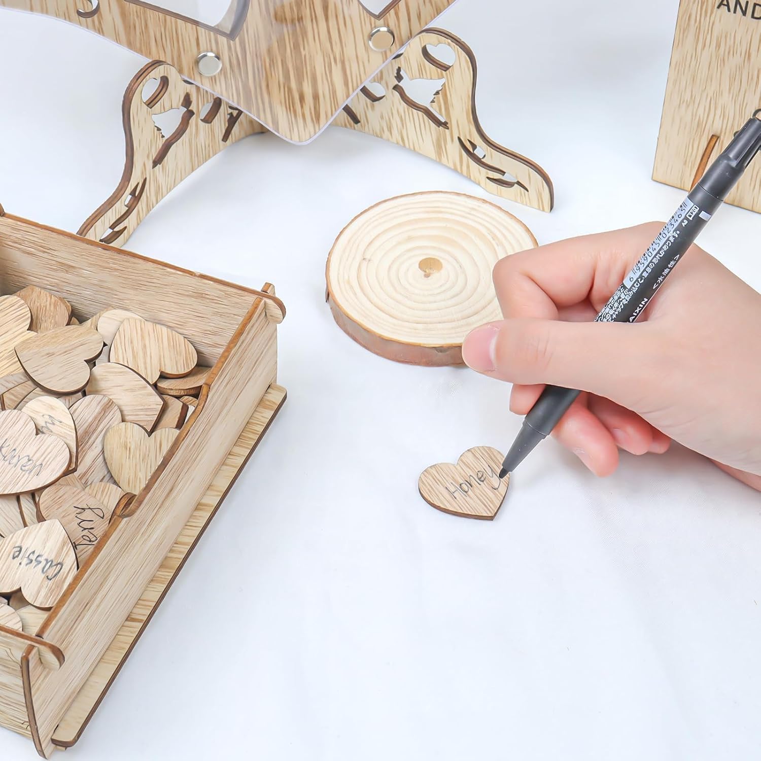 Heart Wedding Guest Book Alternative, Rustic Wooden Wedding Souvenirs with Heart Picture Frame, Heart Guest Book Drop Box, Personalized Decor Party Birthday - Image 3