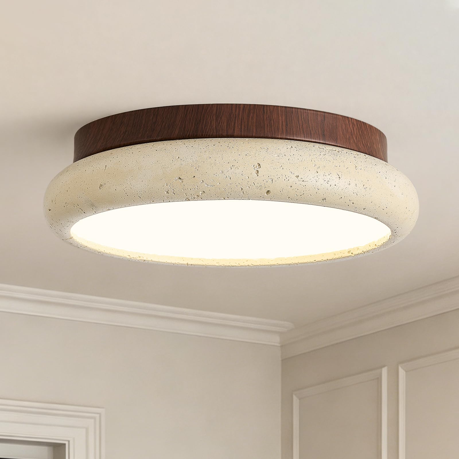 LED Deckenleuchte Im Wabi Sabi Stil Naturstein 30 cm Rund Deckenlampe 24W