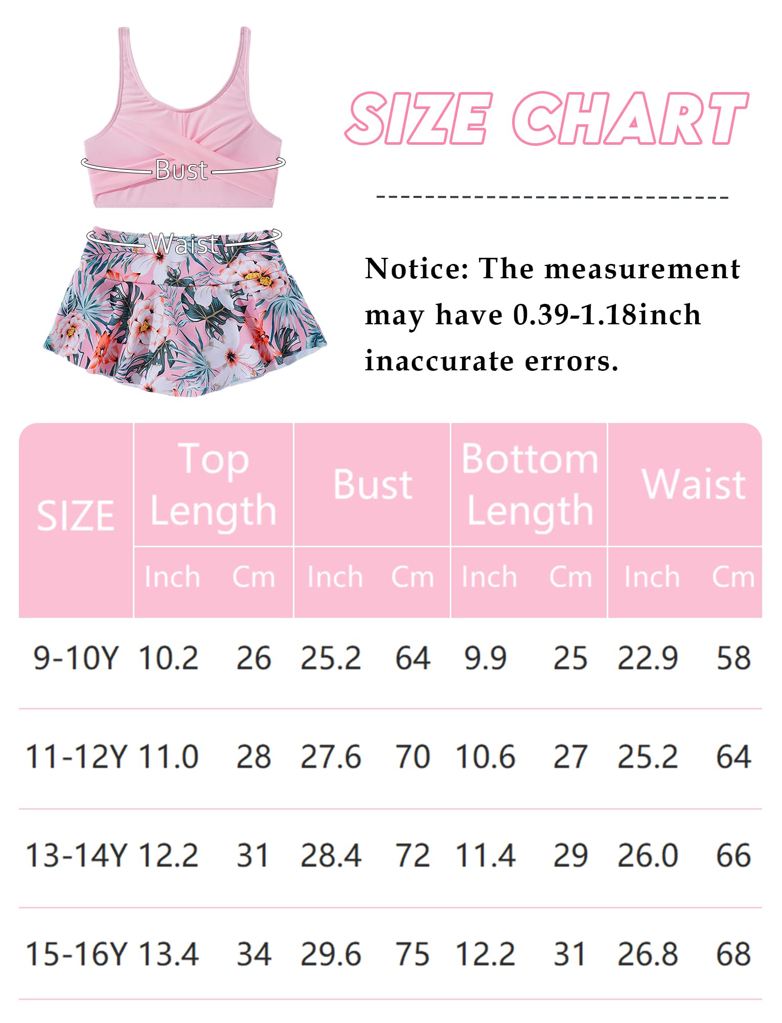 SEAUR Bikini Ragazze Tankini Costume Mode Piscina Costume da Bagno 2 Pezzi Ragazza Gonne da Nuoto Spiaggia 9-16 Anni