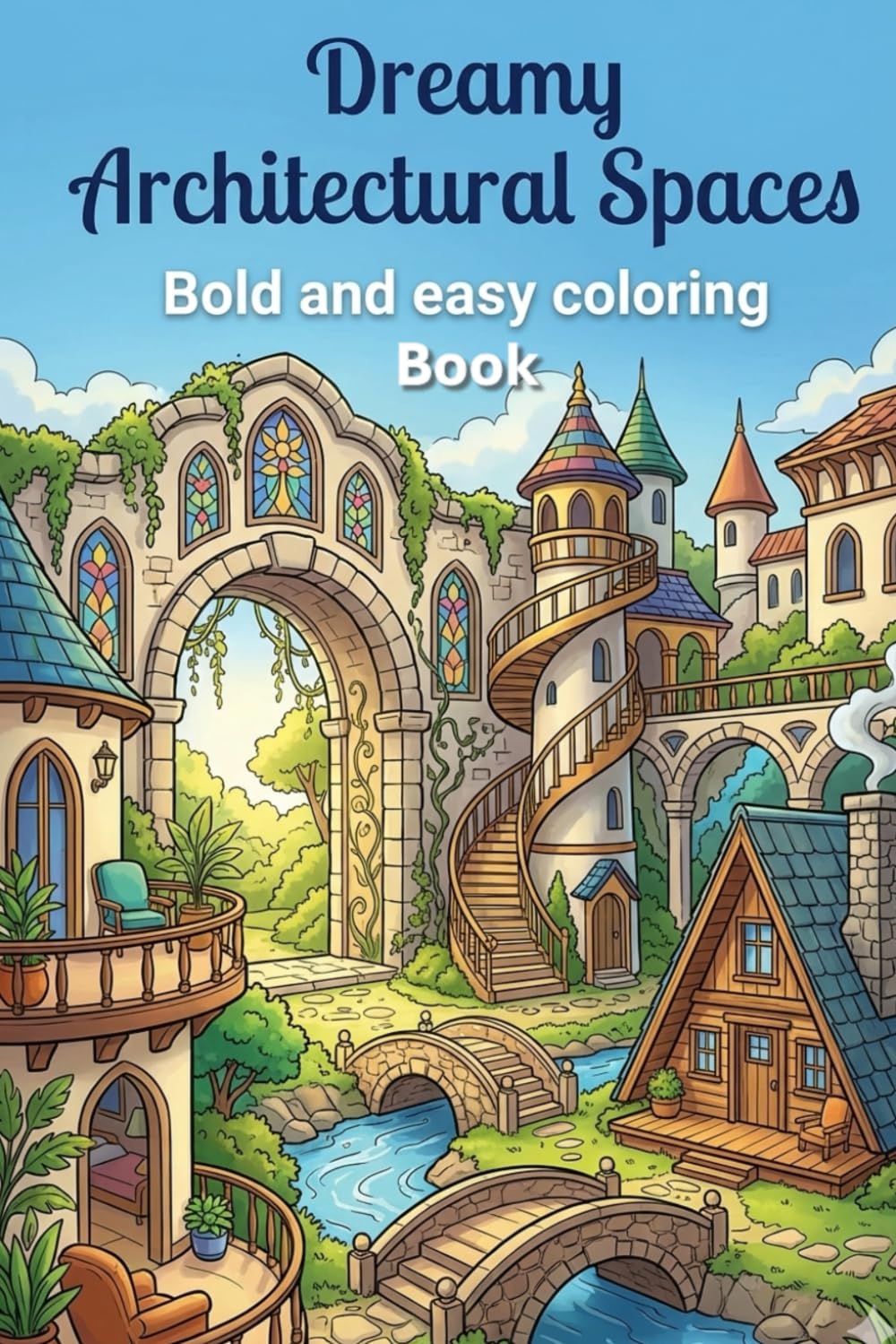 Dreamy Architectural Spaces: Bold and Easy Coloring Book: 60 Minimalist Designs of Serene Archways, Cozy Rooms, and Peaceful Structures: A Portable 6x9 Travel Edition for Stress Relief and Relaxation