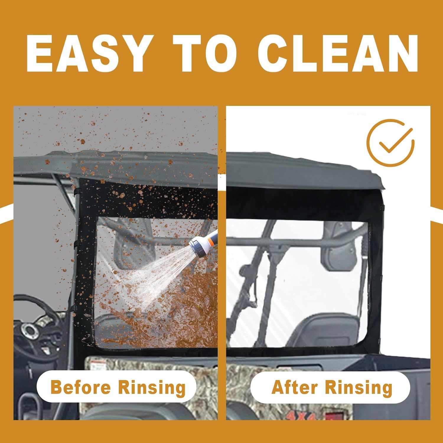 Axis 500/700 Rear Window Soft Windshield,UTV Back Window with Zipper Open Compatible with Hisun 500 700 Massimo MSU 500 700 Co leman 500 700 UTV Accessories Protect Cab