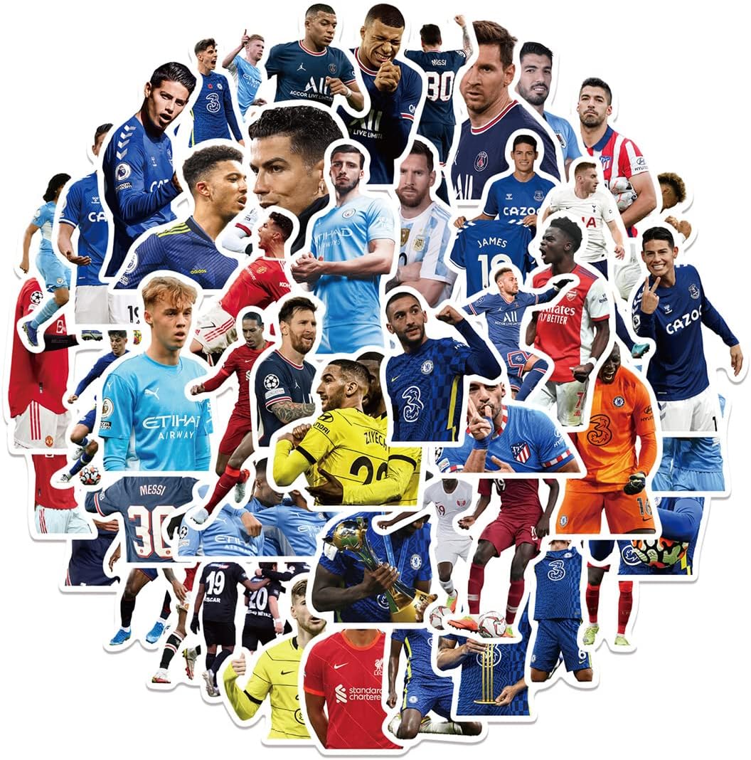 50-Piece soccer star Cute Vinyl Waterproof Sticker