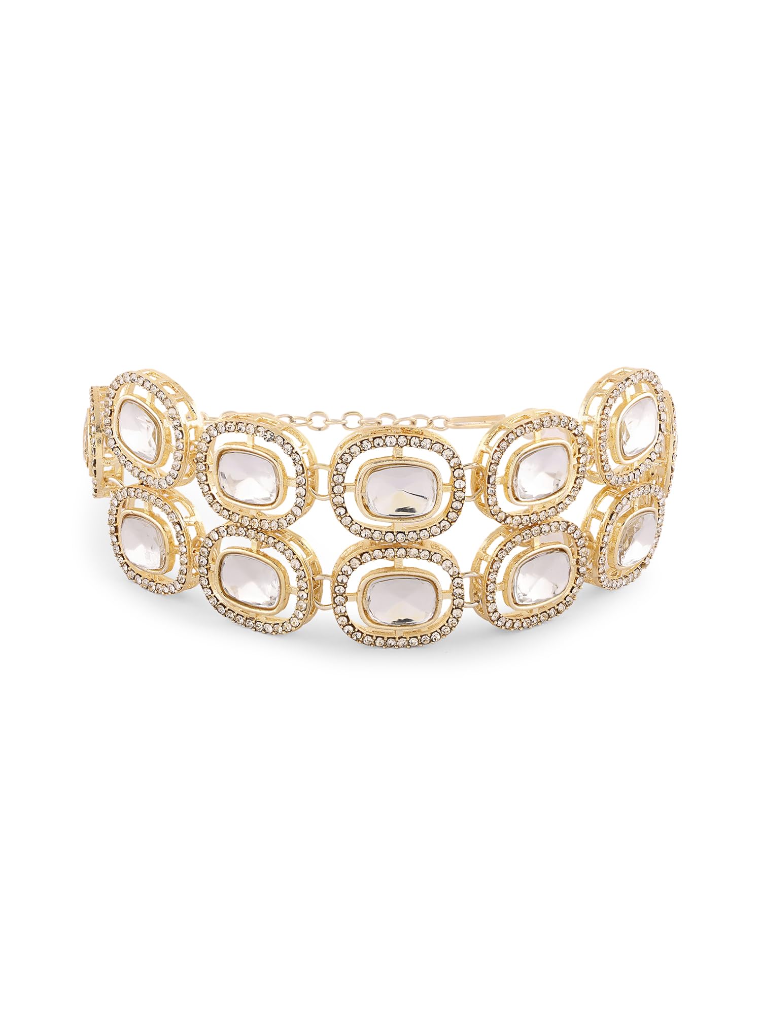 ZAVERI PEARLS Gold Tone Double Layered Austrian Diamonds & Artificial Stones Embellished Ethnic Bracelet For Women-ZPFK16931 (B0CN19HJJZ) Amazon Price History, Amazon Price Tracker