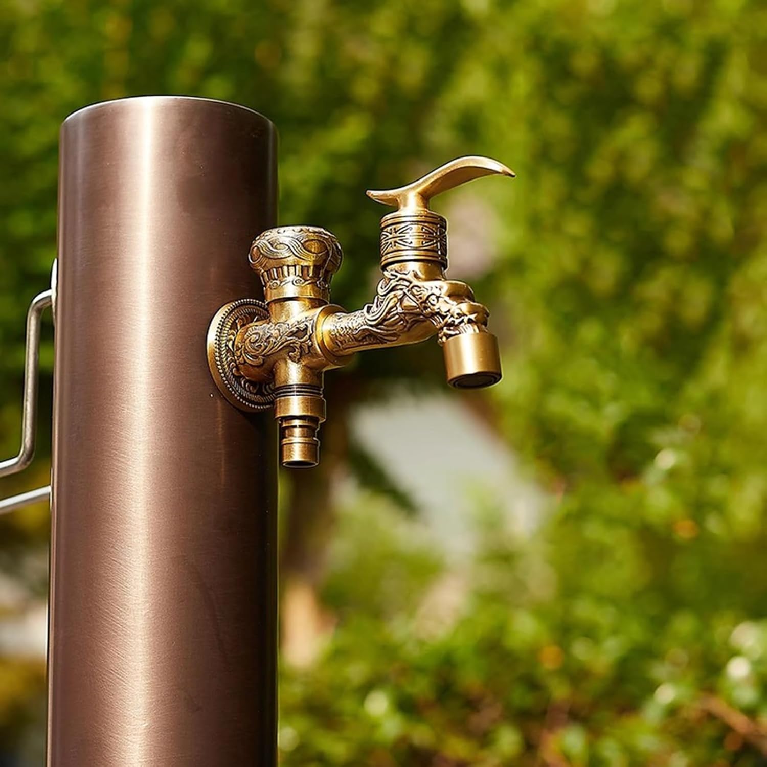 Antique Outdoor Faucet with Anti-Freeze Design - Durable Garden Water Column & Spray Gun for Car Washing and Watering (34"x2") - Ideal for All Seasons