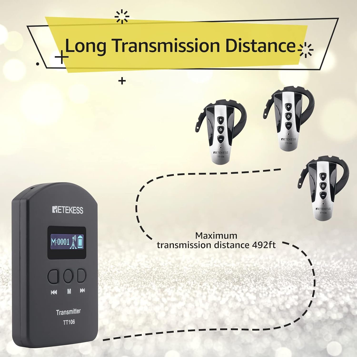 Retekess TT106 Wireless Tour Guide System components