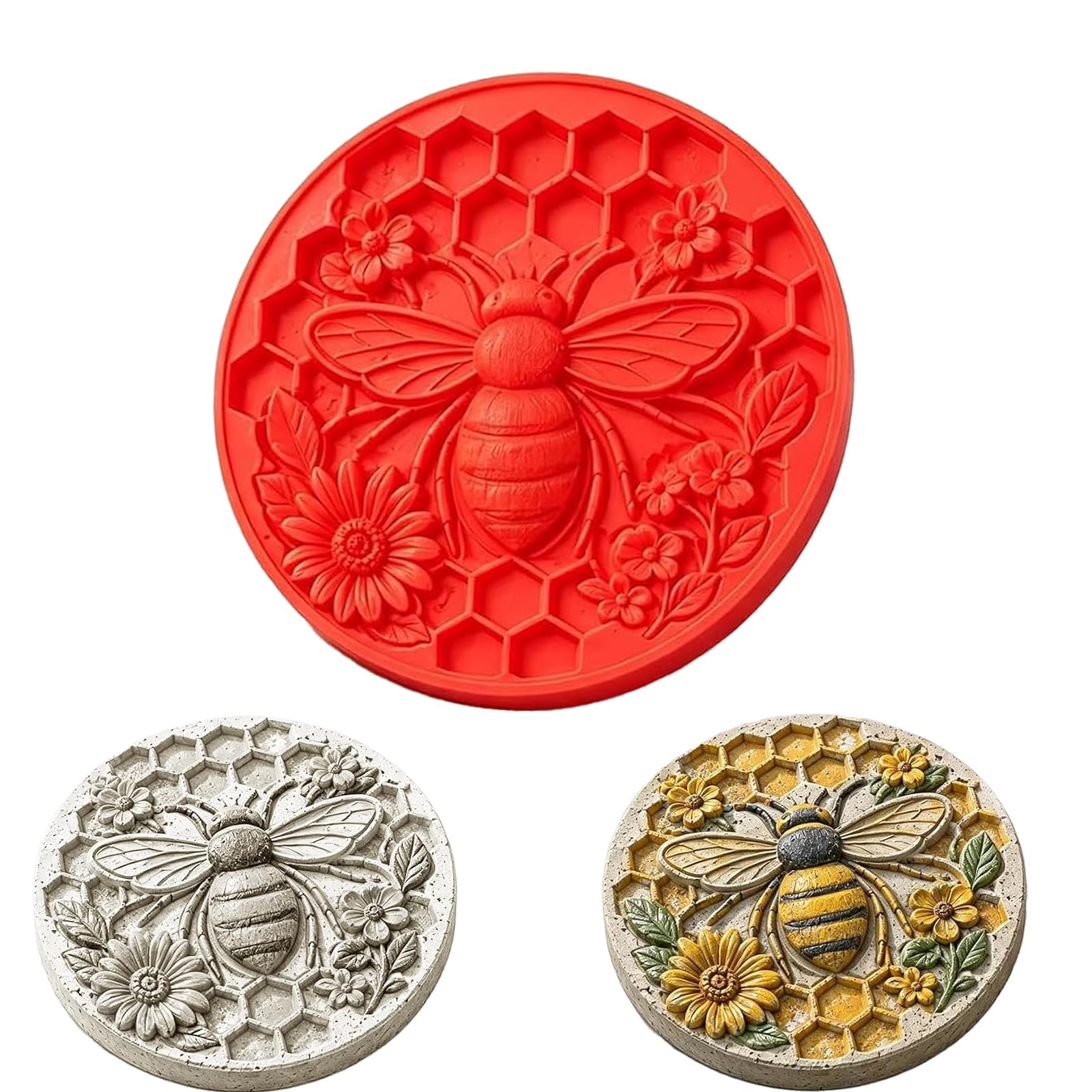 Bee Stepping Stone Mold, Reusable Silicone Concrete Cement Casting Mold, DIY Garden Pathway Paving Stone Mould for Outdoor Lawn Walkway Decor, Handmade Garden Art Craft，Bee